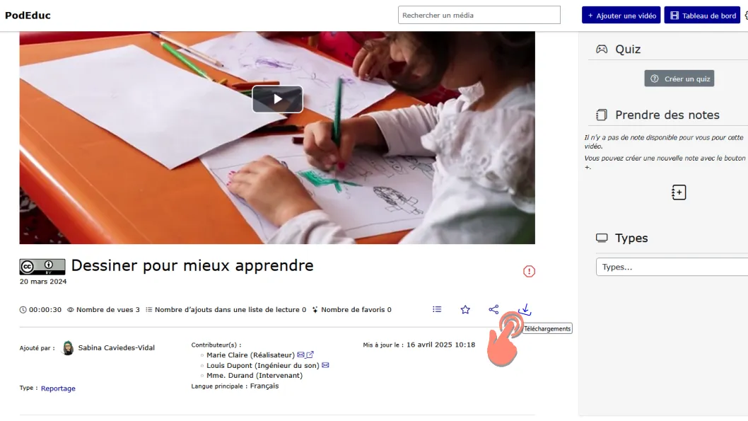 sous la vidéo cliquer sur le bouton téléchatgement.
