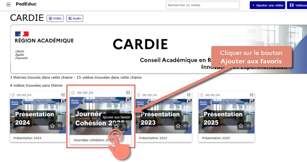 icône étoile en surimpression sur une vignette pour ajouter aux Favoris.