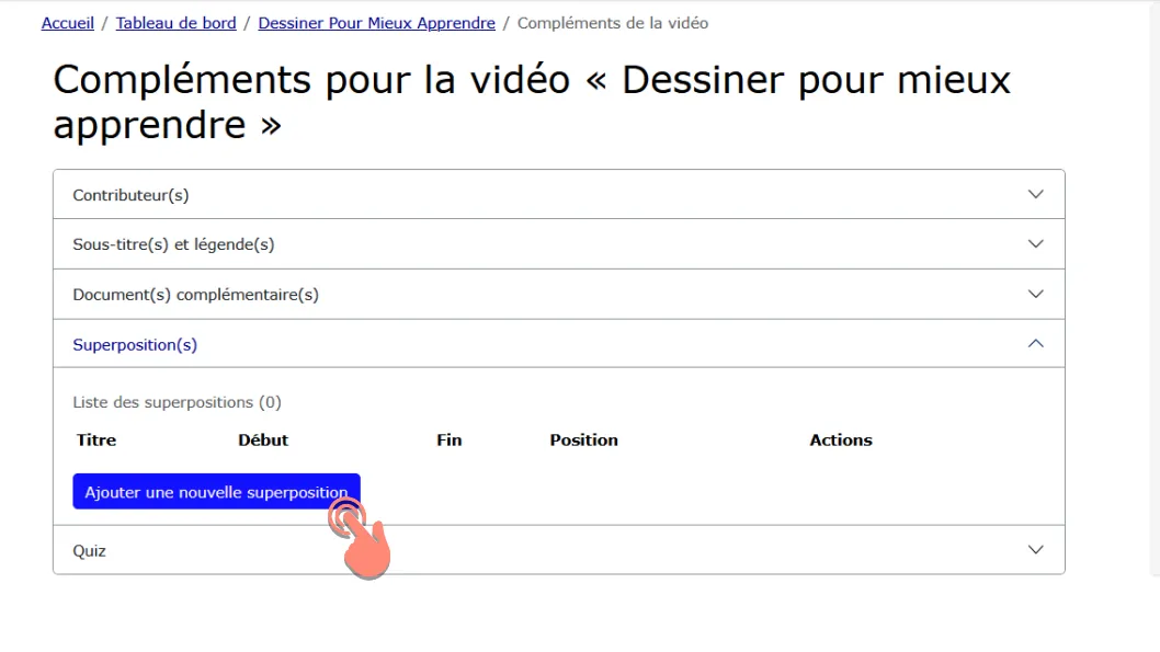 bouton &ldquo;Ajouter une nouvelle superposition&rdquo;.