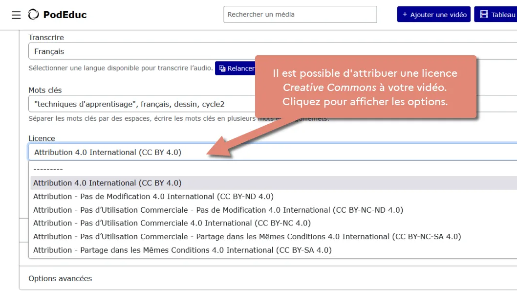 définir une licence CC.