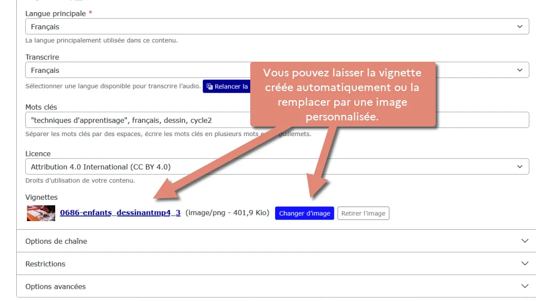 remplacer la vignette.