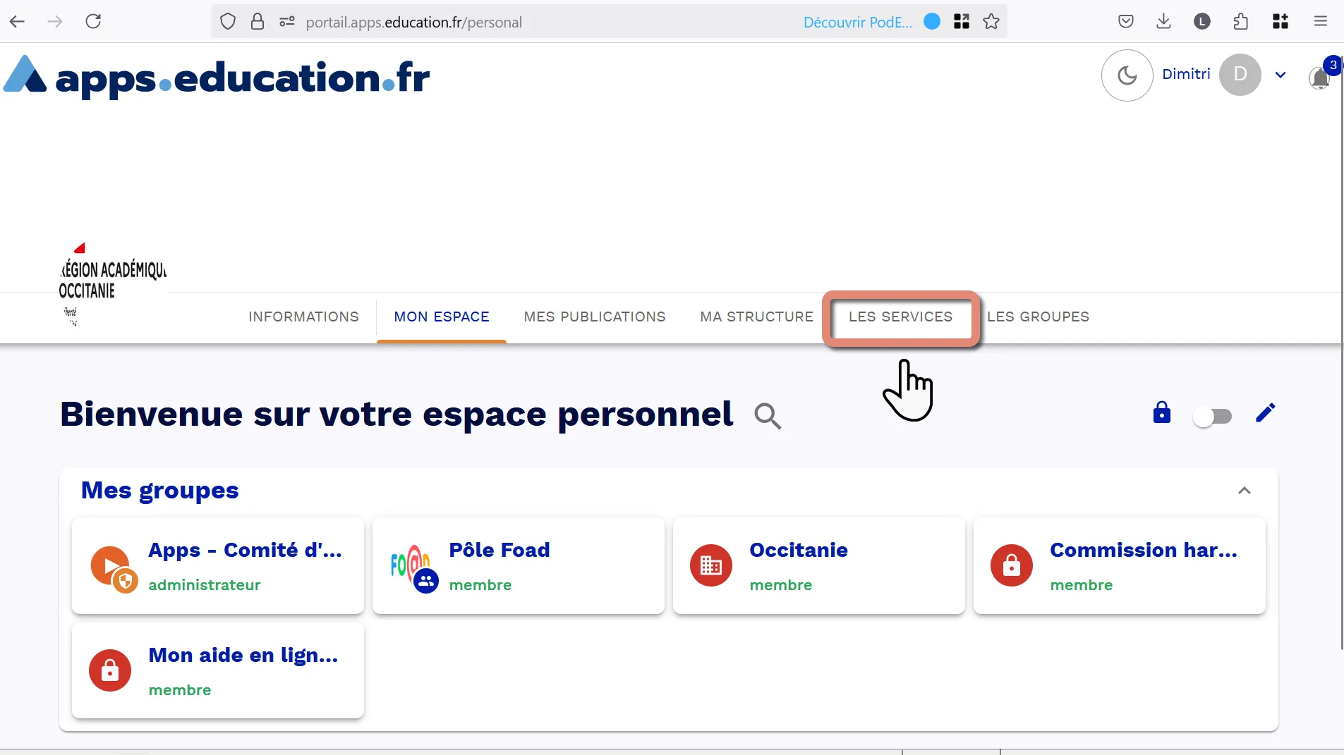 Accès services Apps.