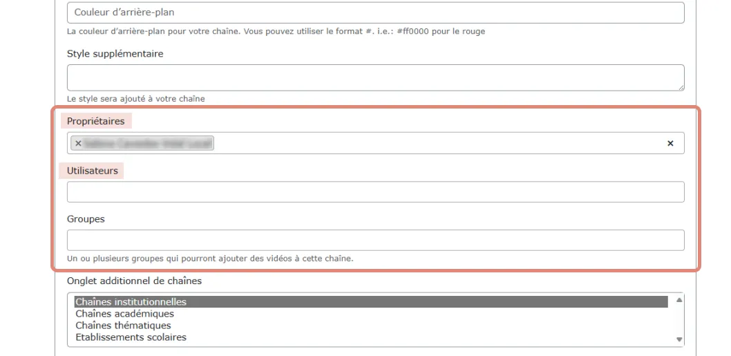 section Paramètres généraux avec les options de gestion des utilisateurs.