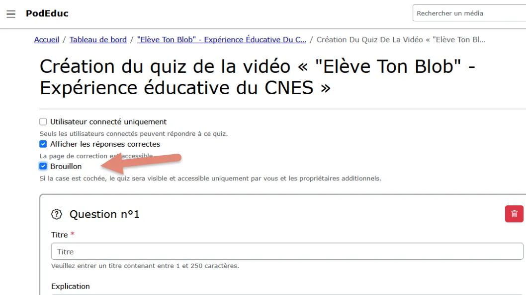 option brouillon.