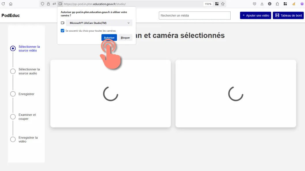 autoriser la webcam.