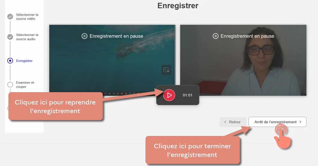 cliquer sur arrêter l&rsquo;enregistrement.
