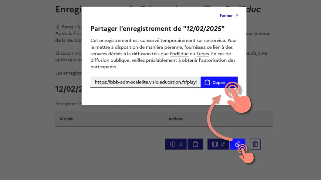 copier l’url de l’enregistrement au format .m4v depuis visio-agents.