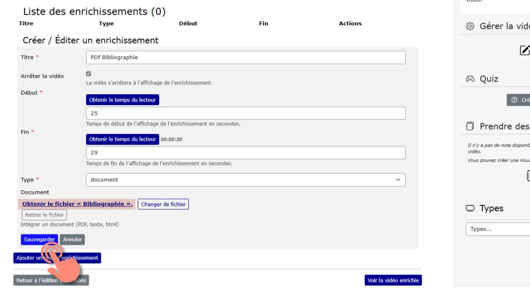bouton changer de fichier et retirer le fichier.