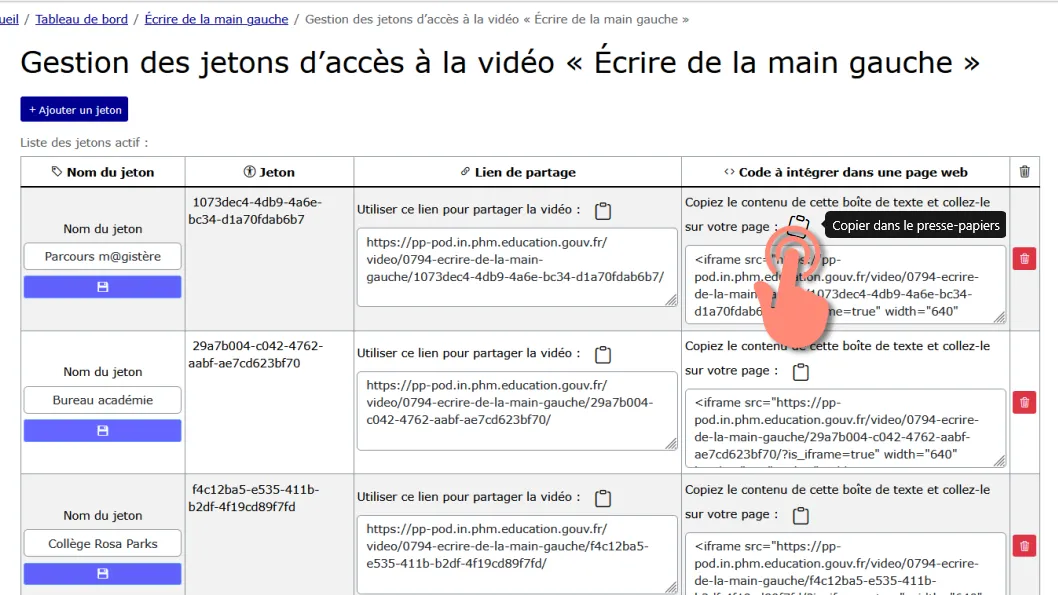 bouton Copier.