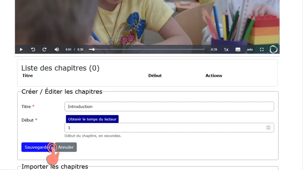 cliquer sur le bouton sauvegarder.