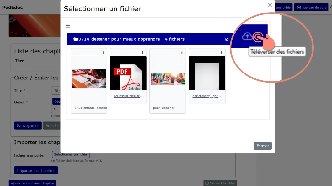 cliquer sur le bouton de téléversement.