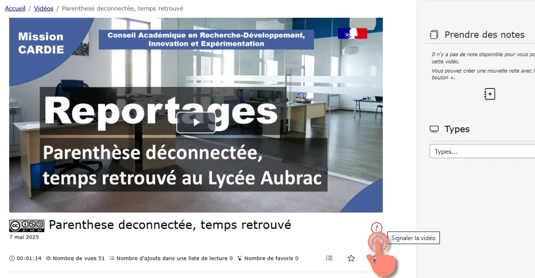 bouton Signaler ce contenu situé sous le lecteur vidéo .