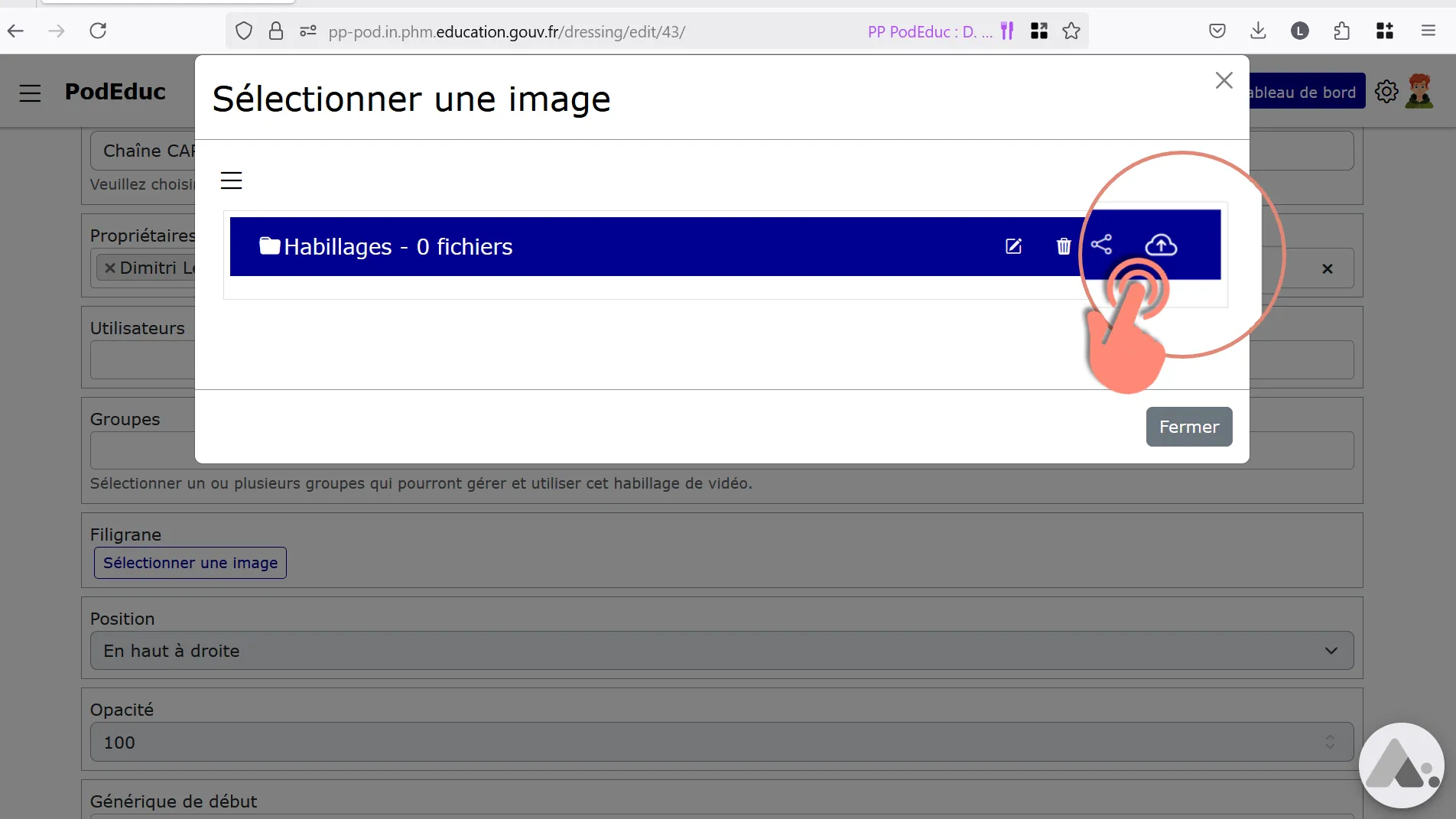 fenêtre du gestionnaire de fichiers.