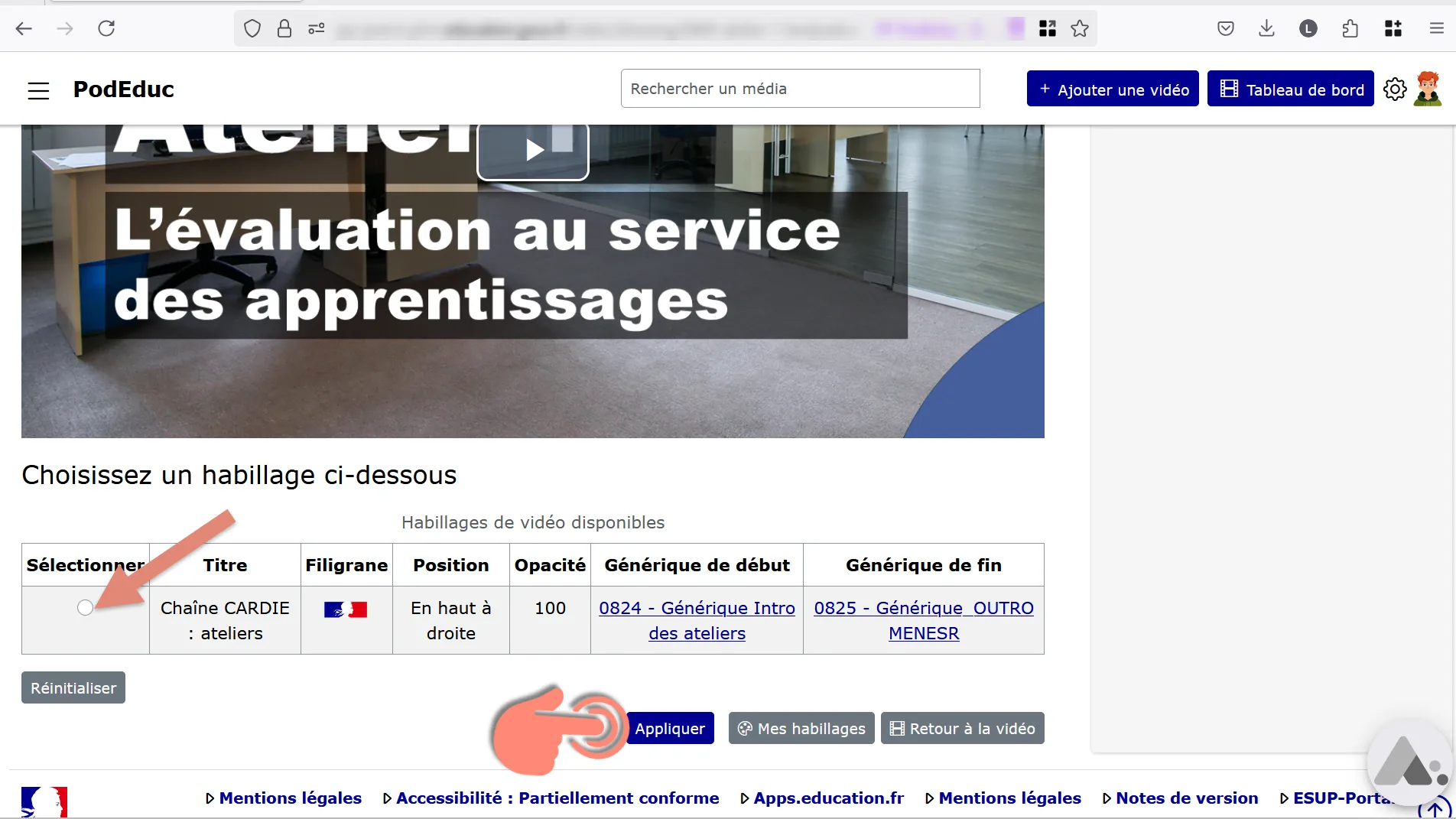 Sélectionner et appliquer un habillage.