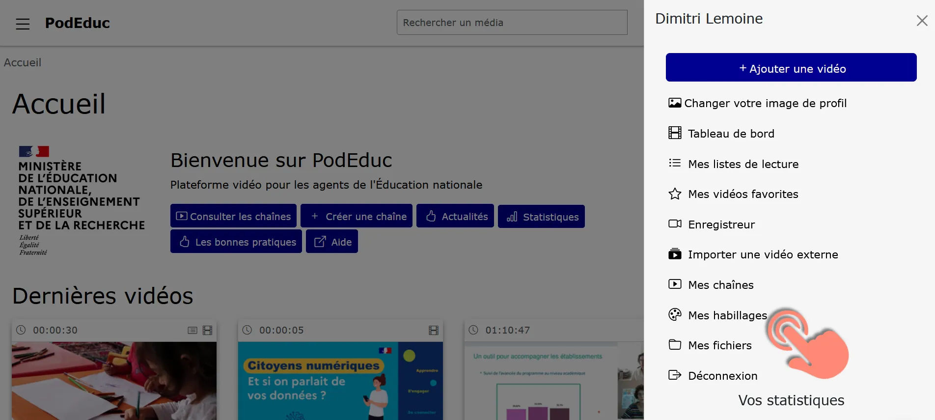 accès aux habillages.