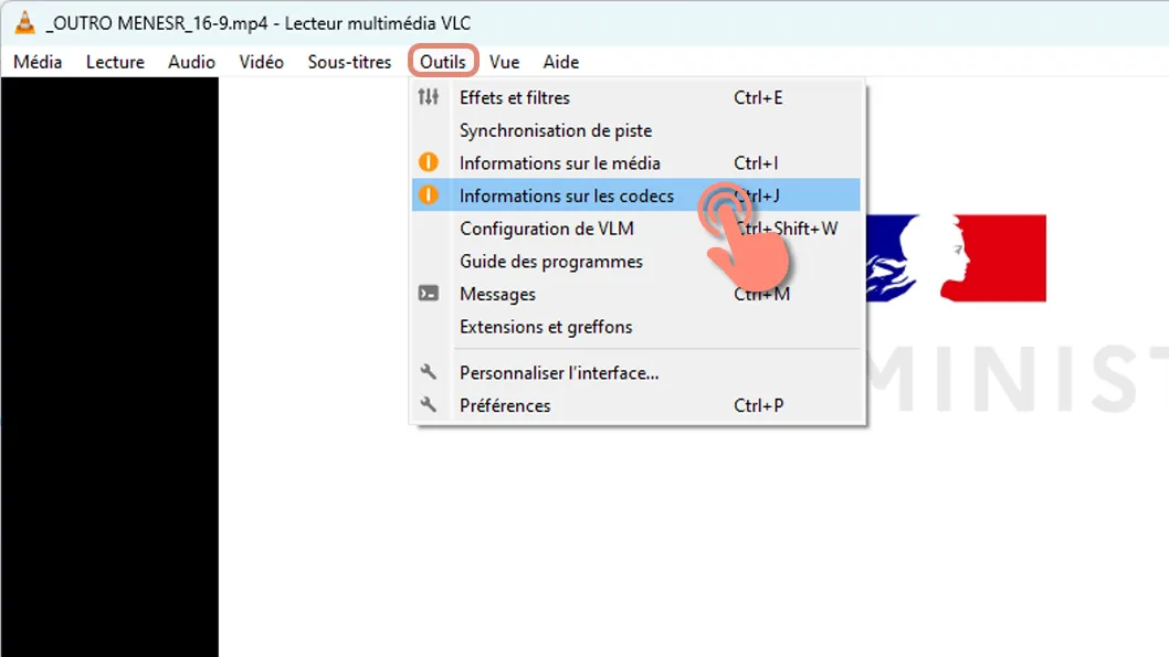 Capture : menu vlc.
