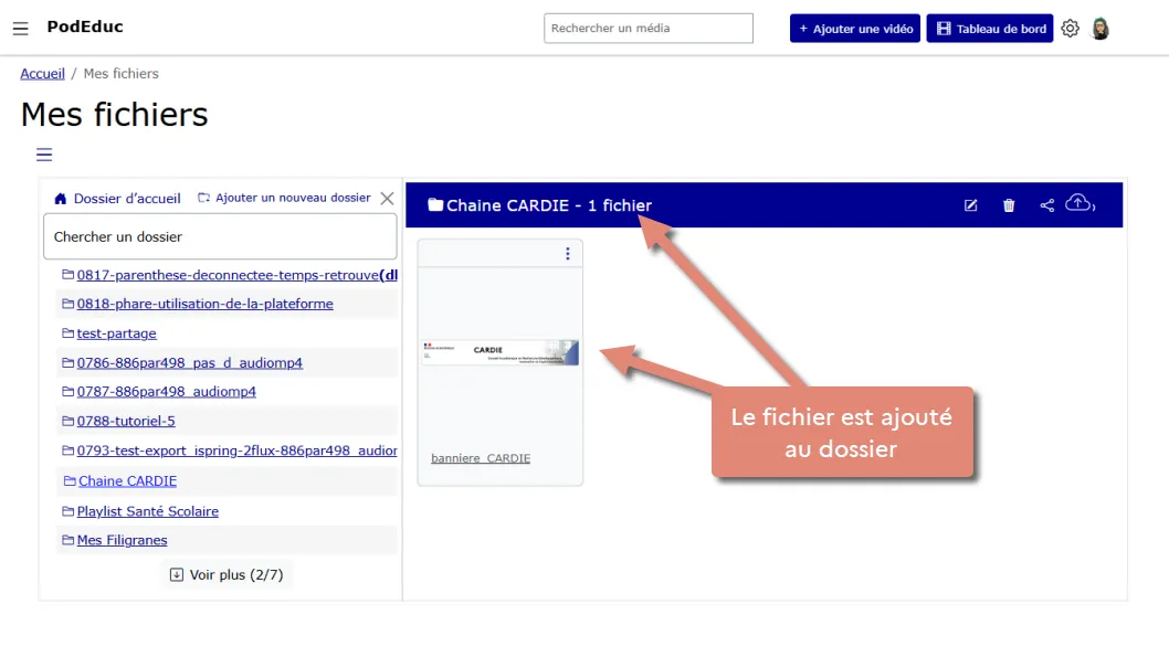 fichier ajouté dans le dossier courant.