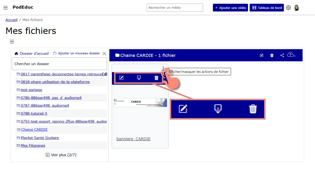 options disponibles pour un fichier.