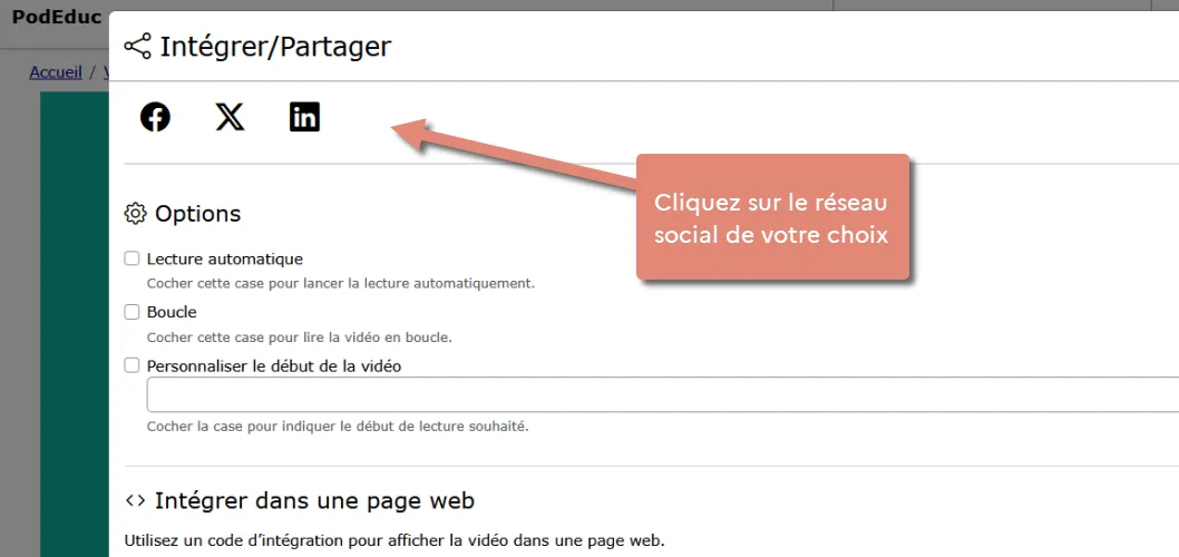 boutons de partage Facebook, Twitter/X et LinkedIn.