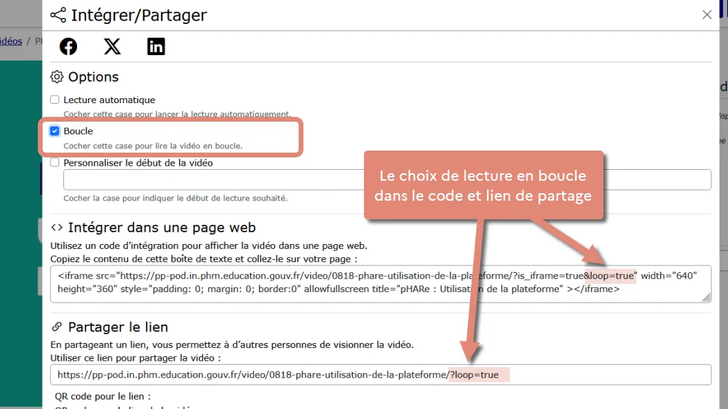 choix lecture en boucle – actualisation du code.