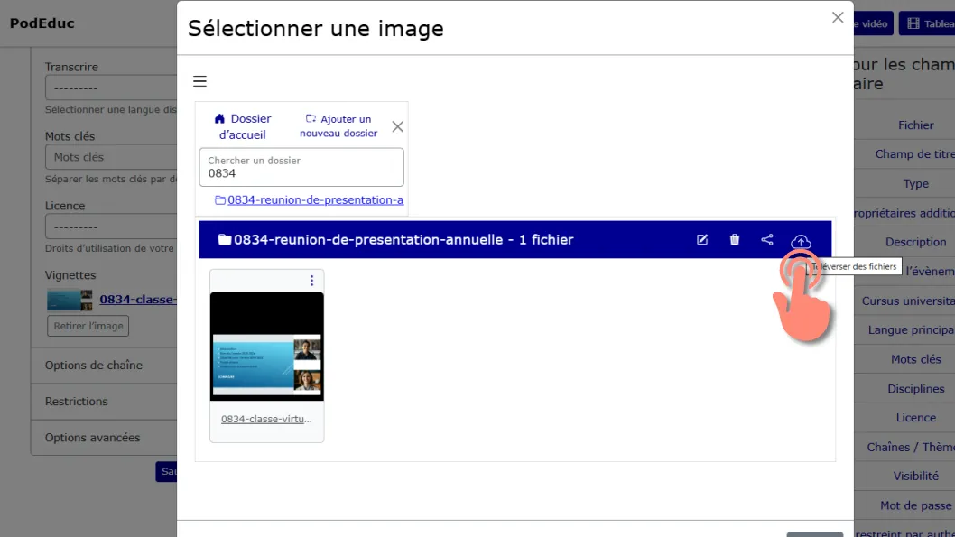 Cliquer sur téléverser des fichiers.