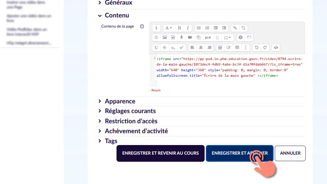 enregistrer la ressource.