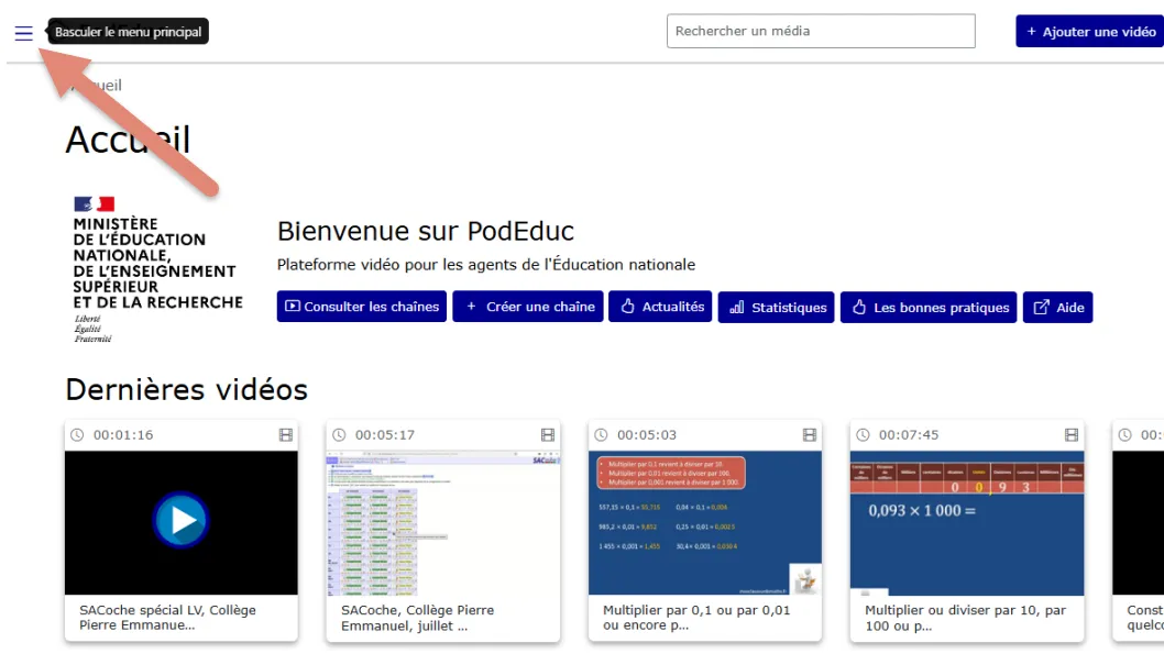 bouton menu principal.