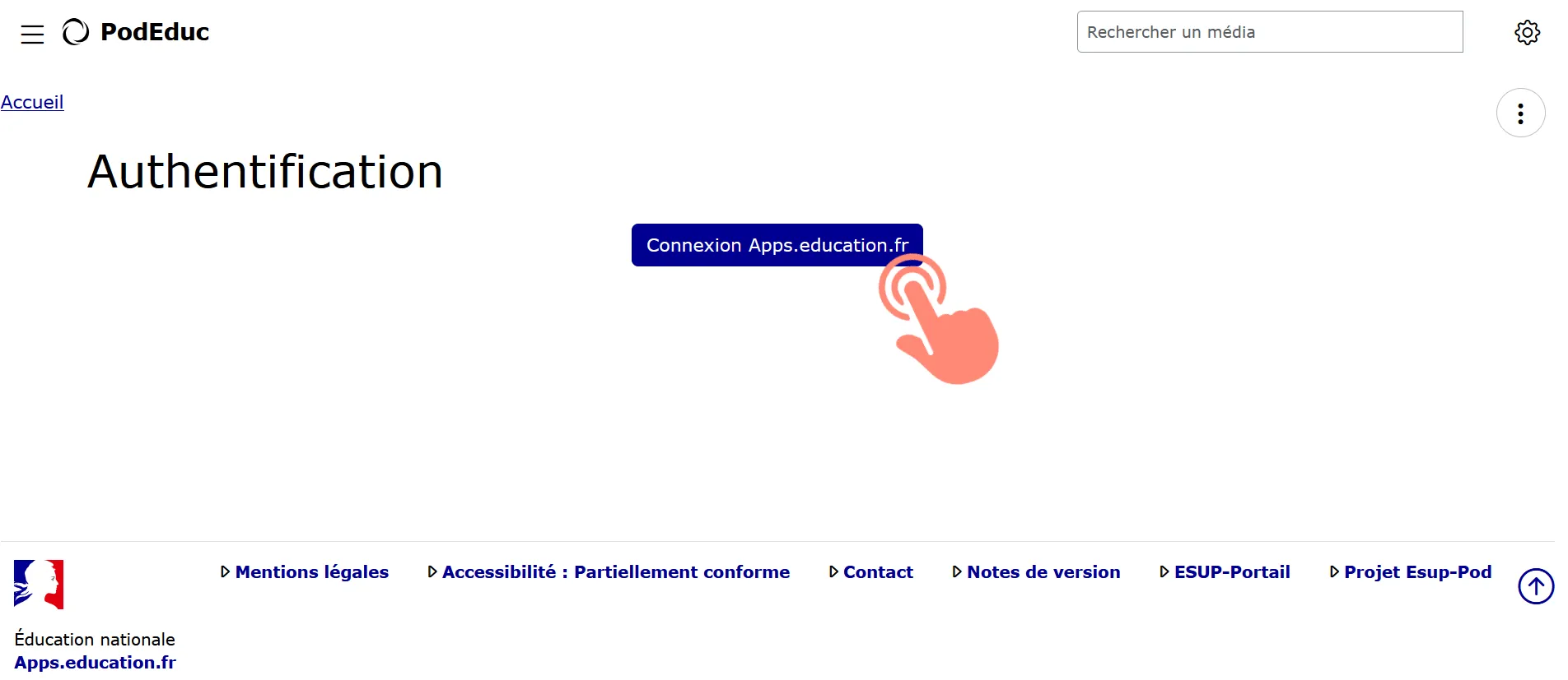 bouton vers authentification Apps.
