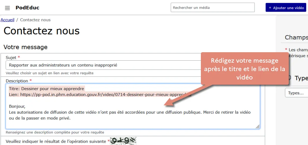 rédiger le message.
