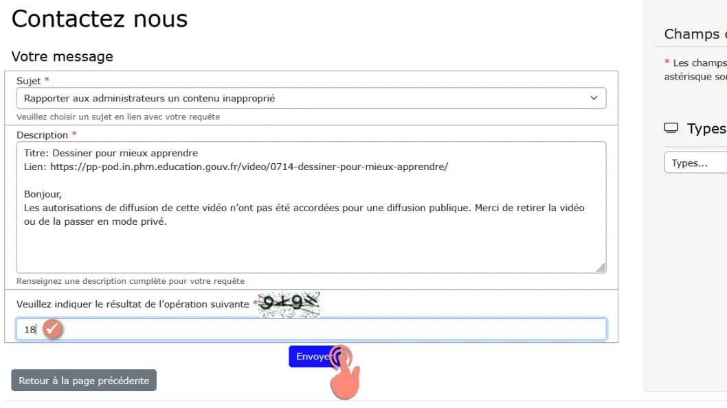 cliquer sur envoyer.