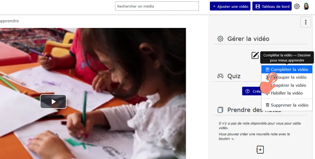 cliquer sur compléter le vidéo.