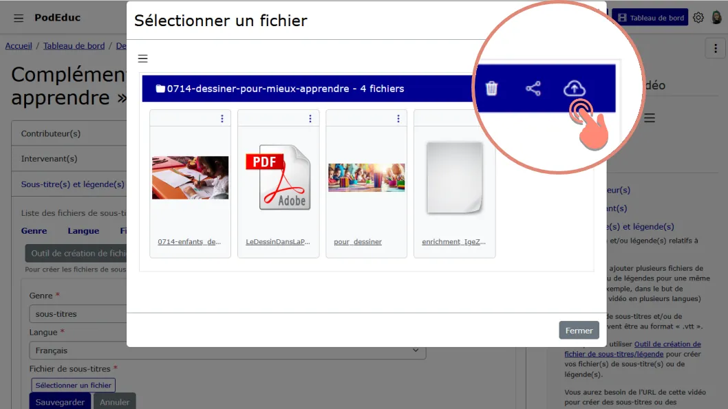 cliquer sur bouton de téléversement .