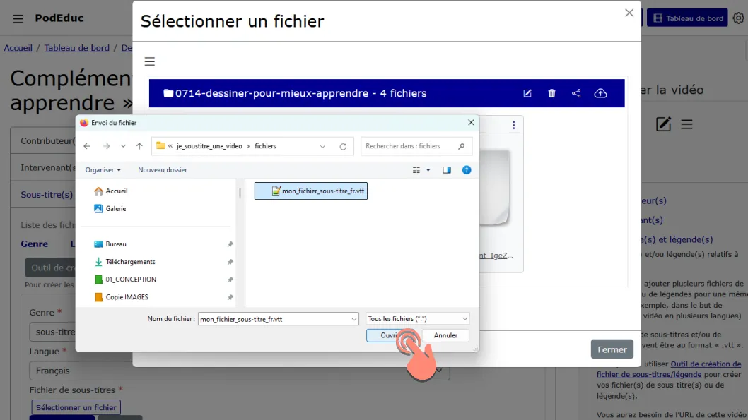 sélectionner fichier sur l&rsquo;ordinateur.