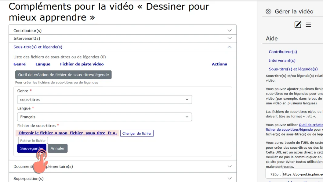cliquer sur sauvegarder.