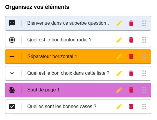 organisez vos éléments