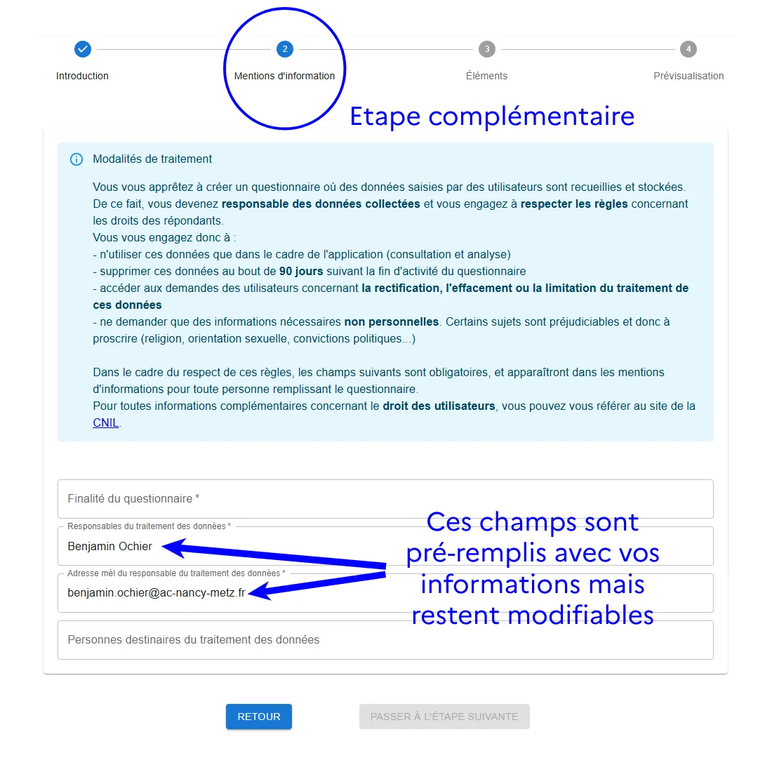 formulaire de saisie des infos RGPD