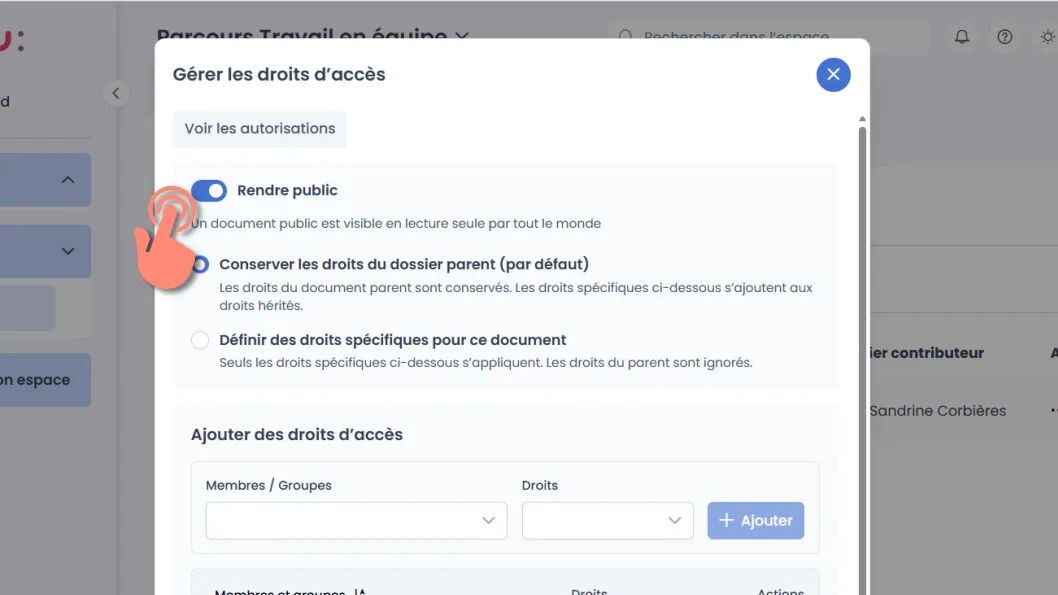 option rendre public