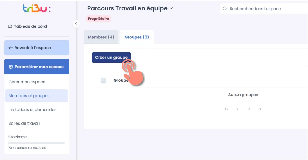 bouton pour créer un groupe