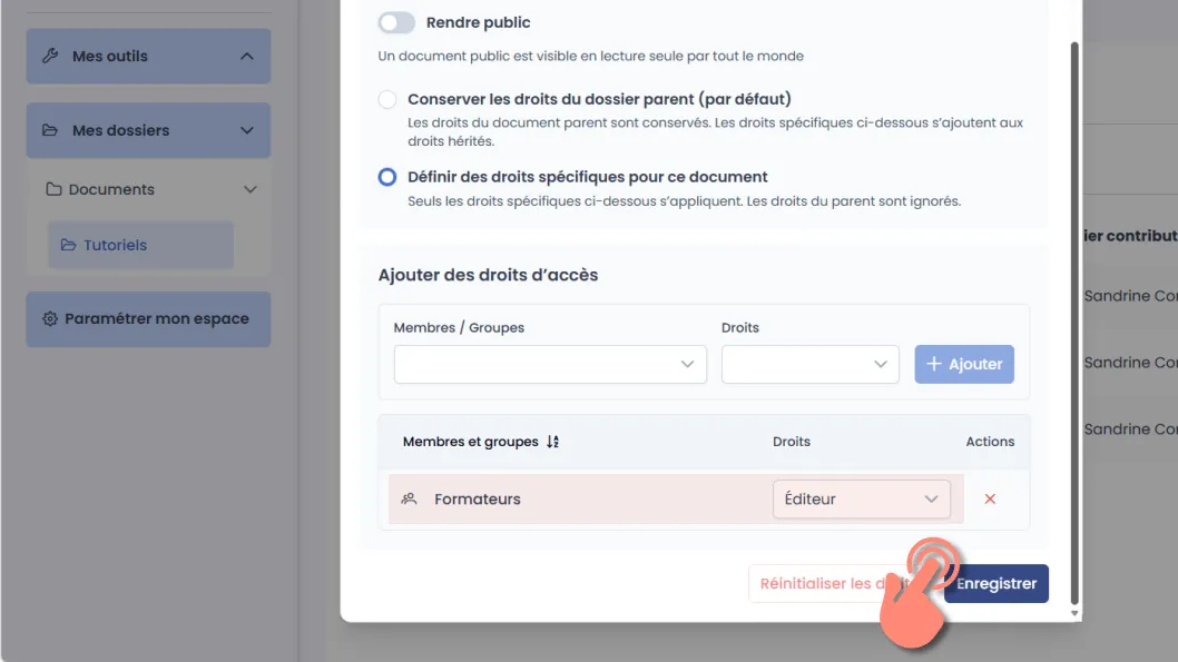 enregistrement des droits du groupe