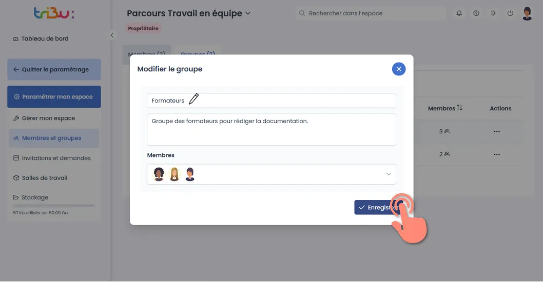modification du groupe.