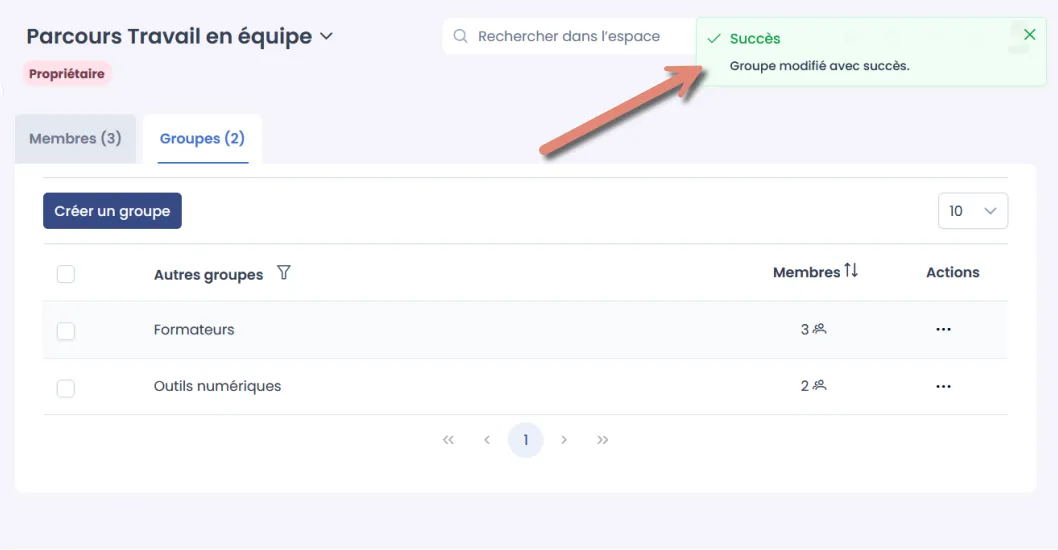 notification de modification du groupe.