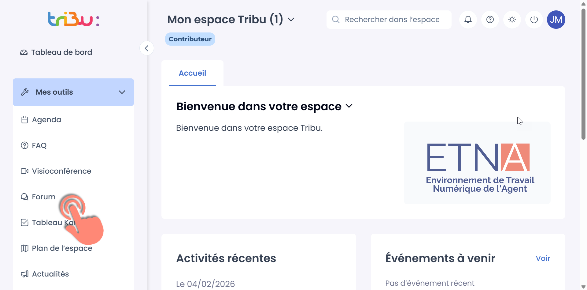 accès forum depuis menu latéral