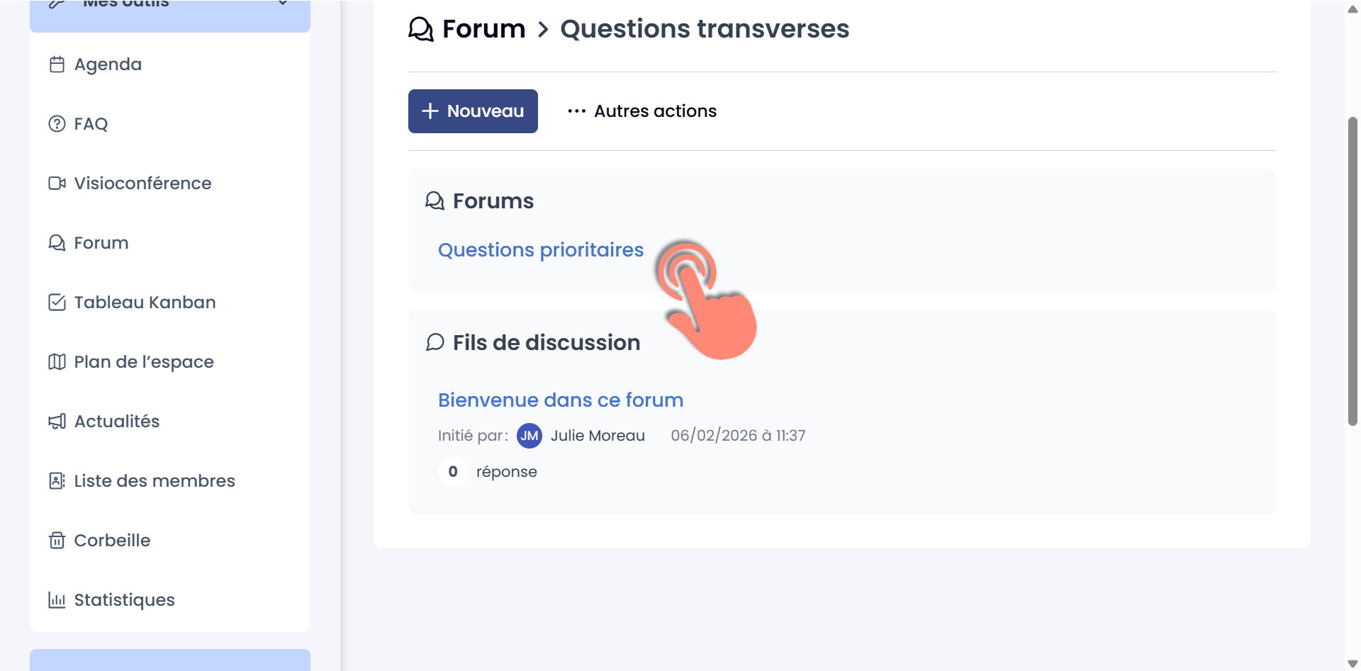 clic sur le nom du forum