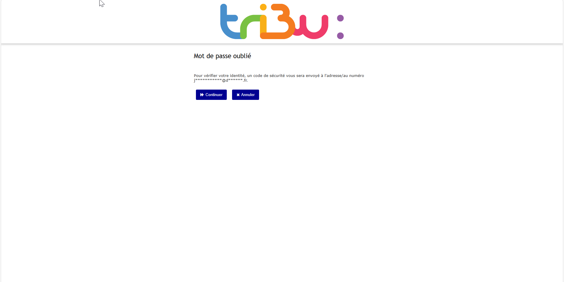 message d&rsquo;envoi du code de sécurité