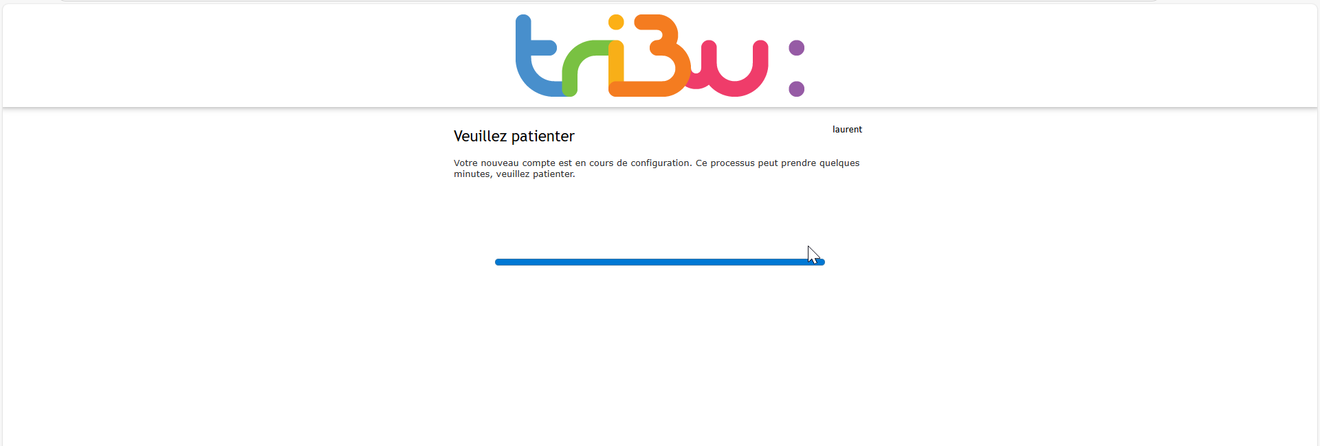 message de création du compte