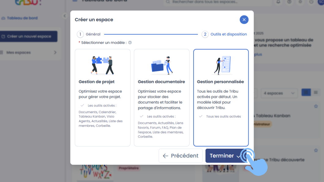 bouton Terminer