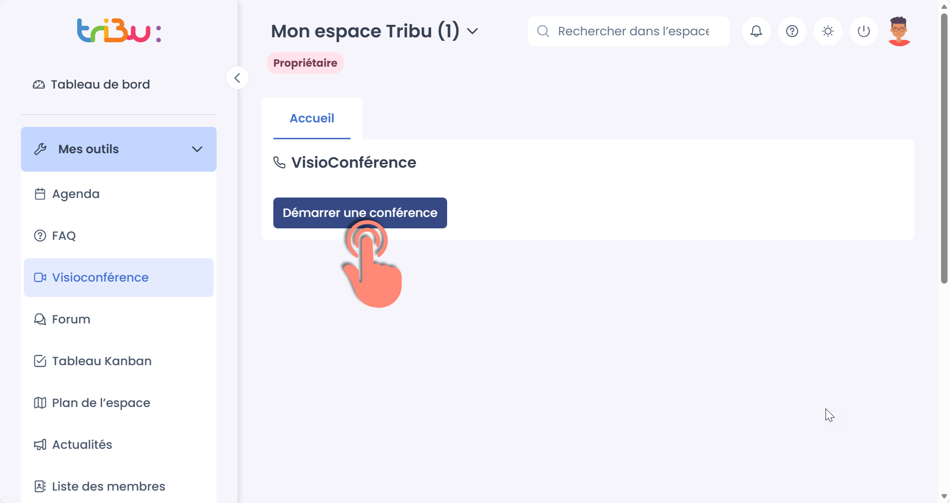 Capture 5 : bouton Démarrer un conférence