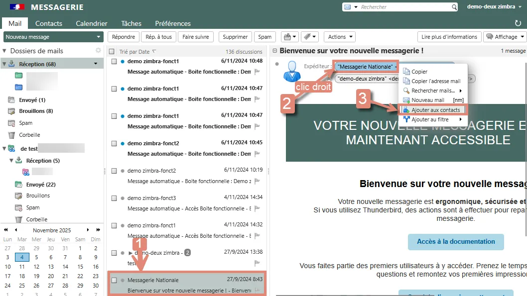 Ajout expéditeur aux contacts - détails