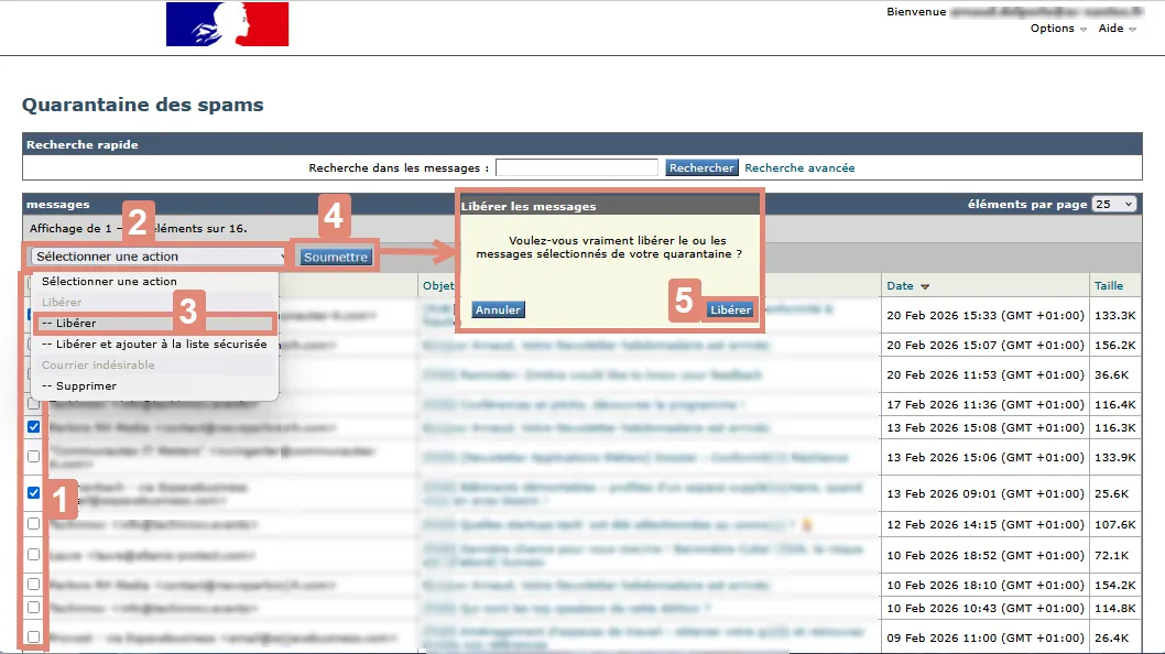 libérer un ou des messages