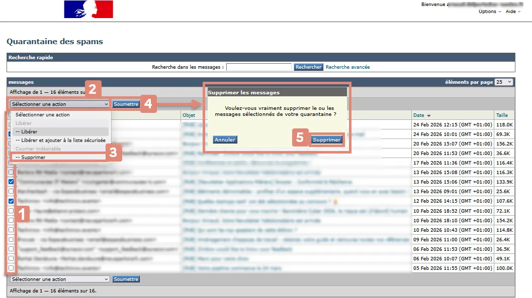 supprimer un ou des messages